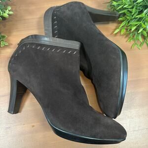 Aquatalia Marvin K Riley Dark Brown Suede Back Zipper Ankle Boots Size 12